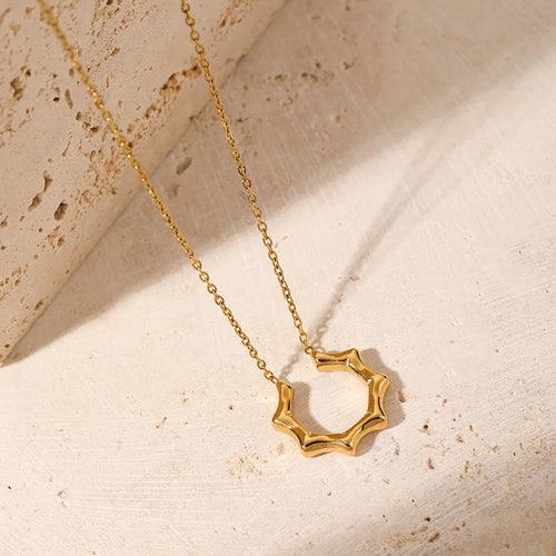 Fashion Star Moon Flower Pendant Stainless Steel Necklace, Simple