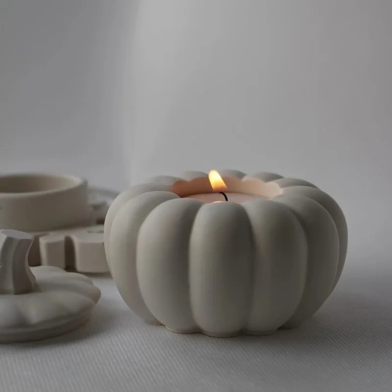 1 Set Pumpkin Candle Holder Silicone Mold for DIY Wax Container and Decorative Candles