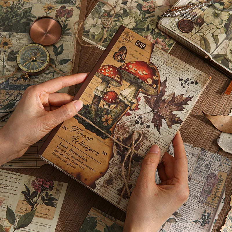 30pcs Lost Memory Series Retro Journal Scrapbook Background Decorative