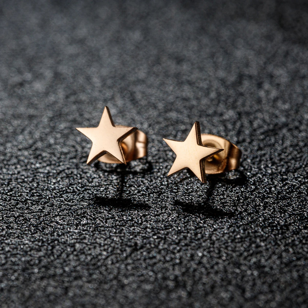 1 Pair New Stainless Steel Star Earrings Tiny Star Stud Earrings For