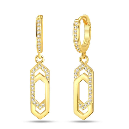 Classic Earrings 925 Silver Stars Moons Pearls Bees Golden Hoop