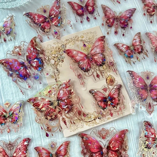 20 Pieces Butterfly Decorative PET Stickers for DIY Projects and Retro Handbook Craft Material