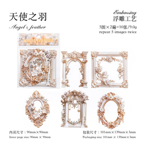 10 Pcs 3D Style Hollow Frame Card Material Paper for Decorative Diary Scraps and Craft Projects