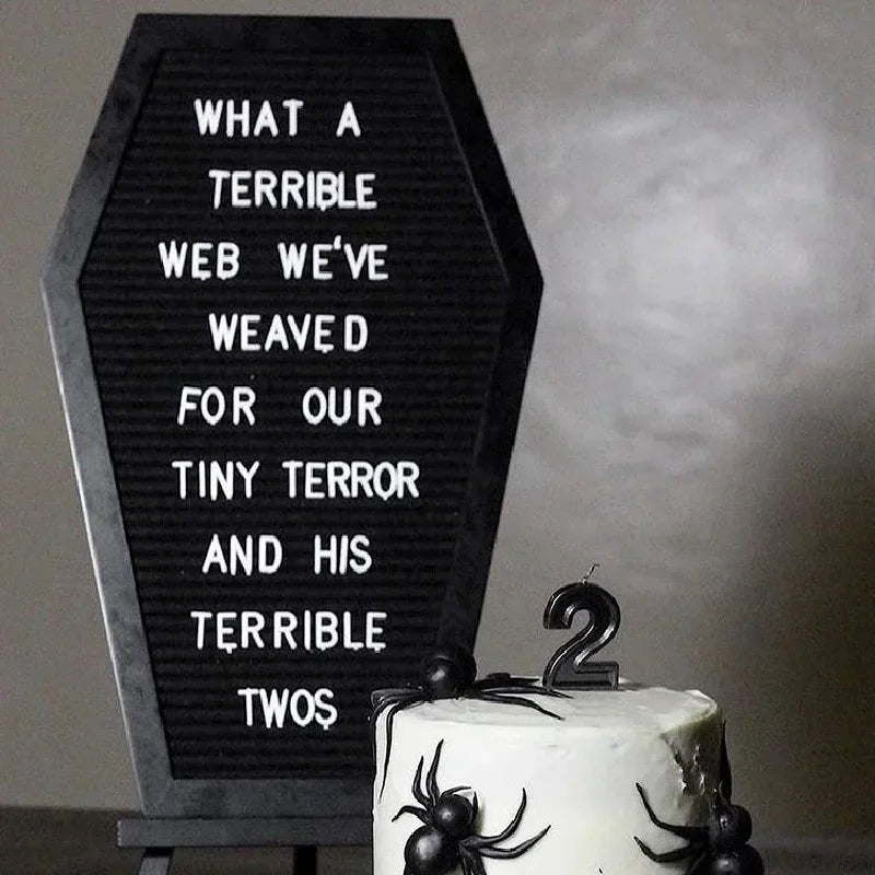 Coffin Letter Board 40x28cm Black With Spooky Wooden Stand Gothic Home Decor For Halloween Fans