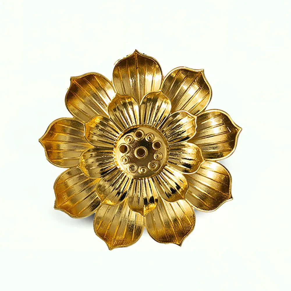Gold Metal Lotus Incense Burner For Sticks Incense Holder One Piece Elegant Home Decor Gift