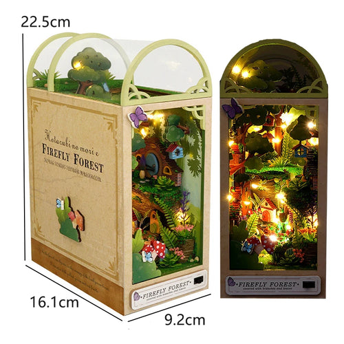 DIY Book Nook Kit Mini 3D Wooden Bookshelf Set Doll House Bookshelf