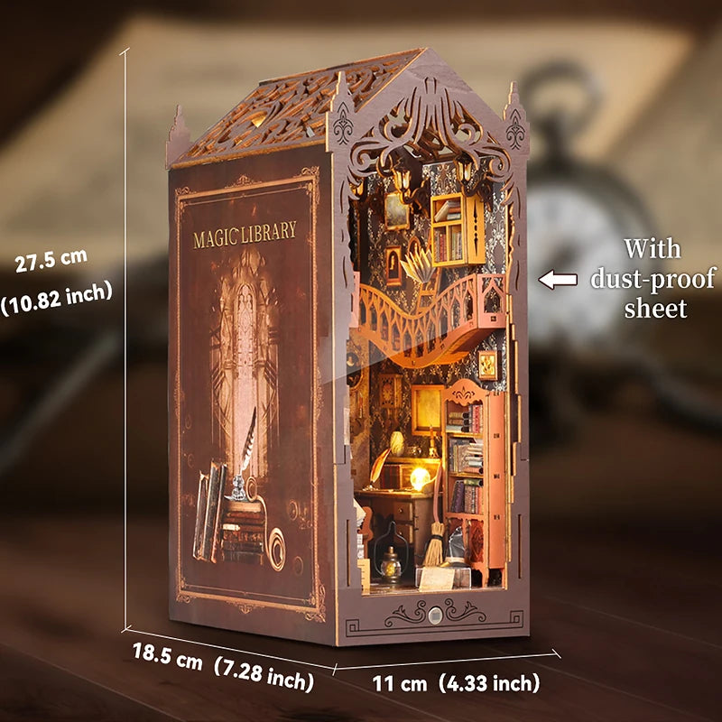 DIY Book Nook Insert Kits Wooden Doll House Building Kit Magic House