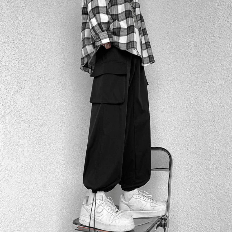 Fashion brand Japanese loose straight leg workwear pants for men's