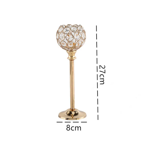 Golden Crystal Candle Holder Tealight Candlestick Table Centerpiece
