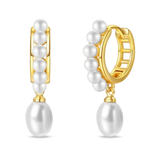 Classic Earrings 925 Silver Stars Moons Pearls Bees Golden Hoop