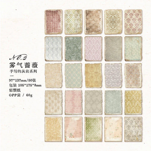 JIANQI 50pcs Vintage Decor Scrapbooking Materials Paper Combo Kit DIY