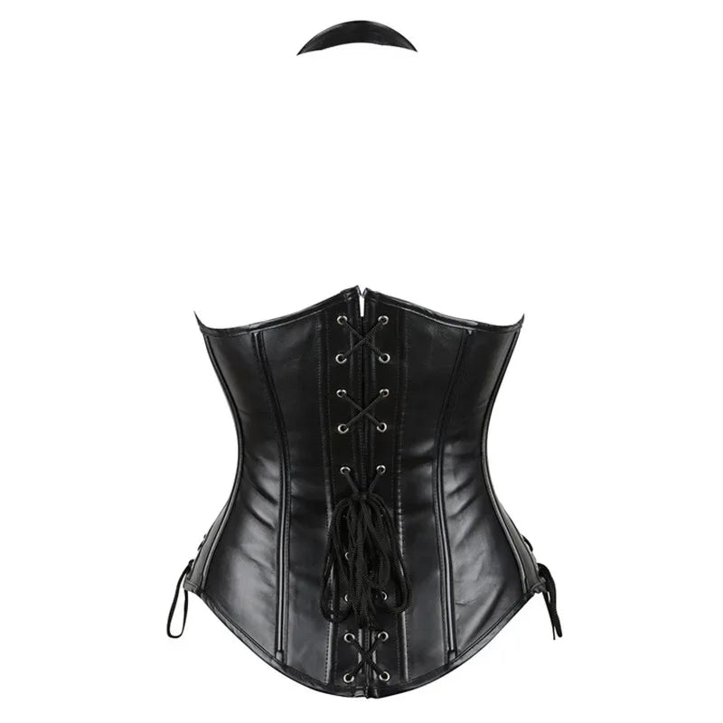 Steampunk Underbust Corset Vest Waist Cincher Vest Leather Bustier Top