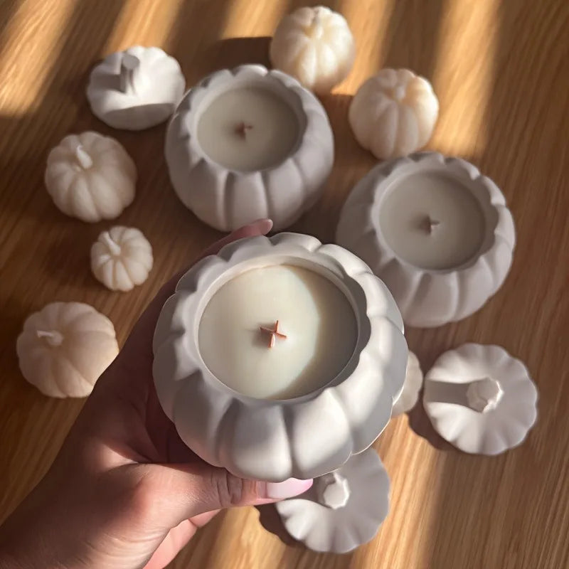 1 Set Pumpkin Candle Holder Silicone Mold for DIY Wax Container and Decorative Candles