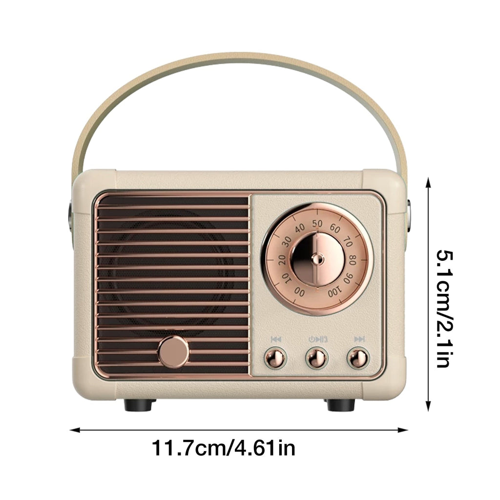 Bluetooth Compact Retro Speakers With Radio Portable Mini Speaker For Home Office Outdoor Travel Five Point Zero