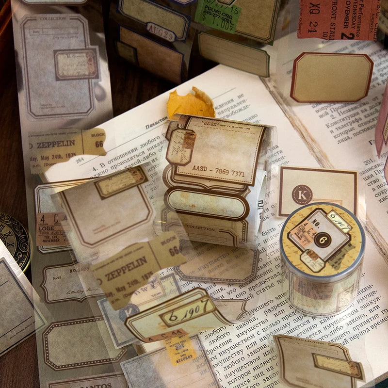 Yoofun 5x200cm Retro Mark Daily PET Tape Labels Vintage Stickers for