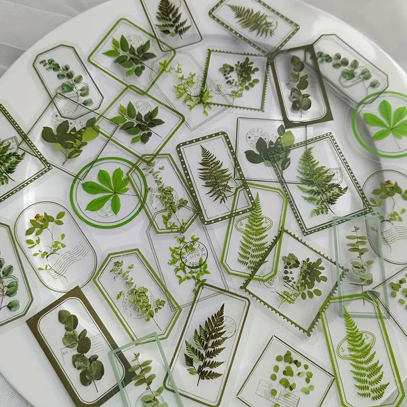 30pcs Vintage Flower Plant Leaf Hand Account DIY Decorative Sticker