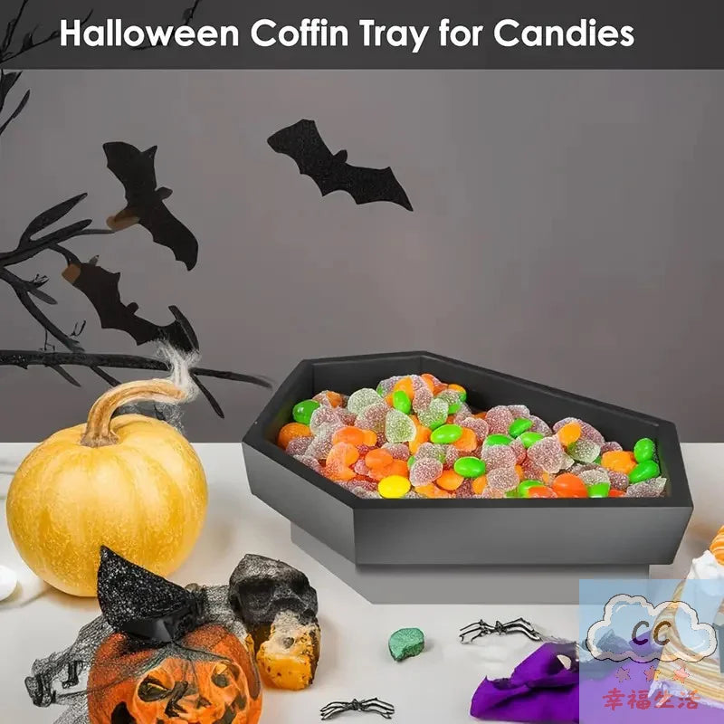 HUA HUA Gothic Coffin-Shaped Wooden Storage Box Black Coffin Makeup