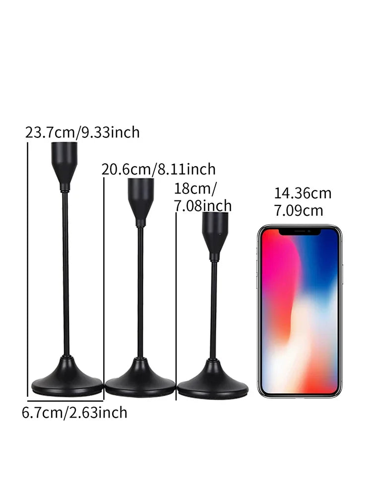 European Style Metal Candlestick Set of 3 Exquisite Durable Candle Holders for Home Decor