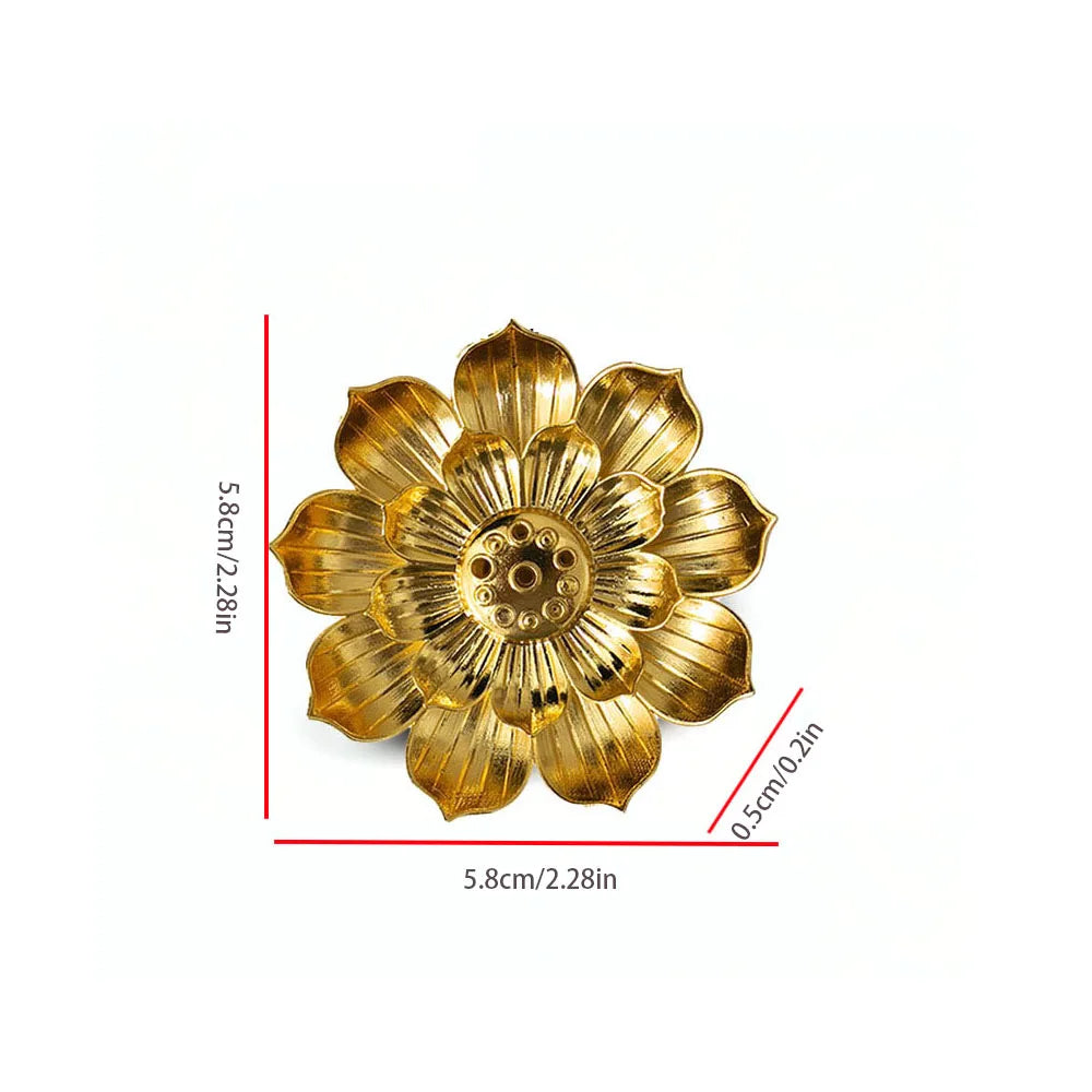 Gold Metal Lotus Incense Burner For Sticks Incense Holder One Piece Elegant Home Decor Gift