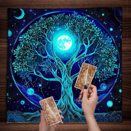 Tree Of Life Tarot Card Tablecloth Moon Phase Plants Table Cloth For