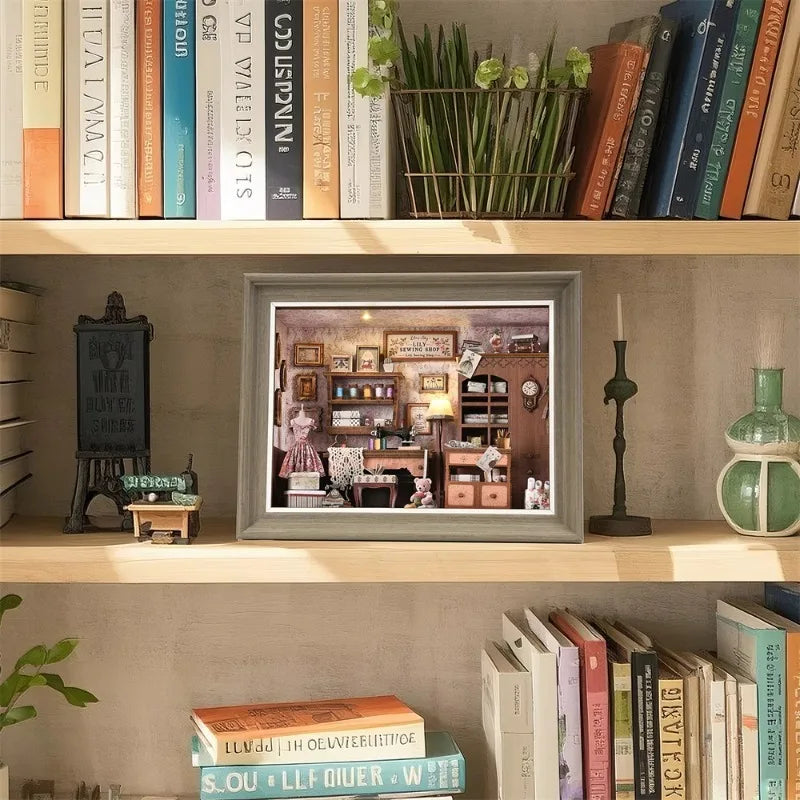 DIY Book Nook Kit 3D Miniature Wooden Doll House Photo Frame Ornament