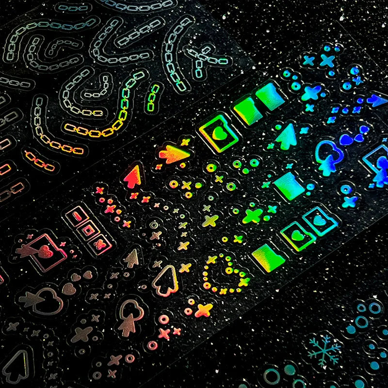 12 Pieces Long Strip Bronzing Laser Labels Stickers Adhesive For Diy Diary And Craft Projects