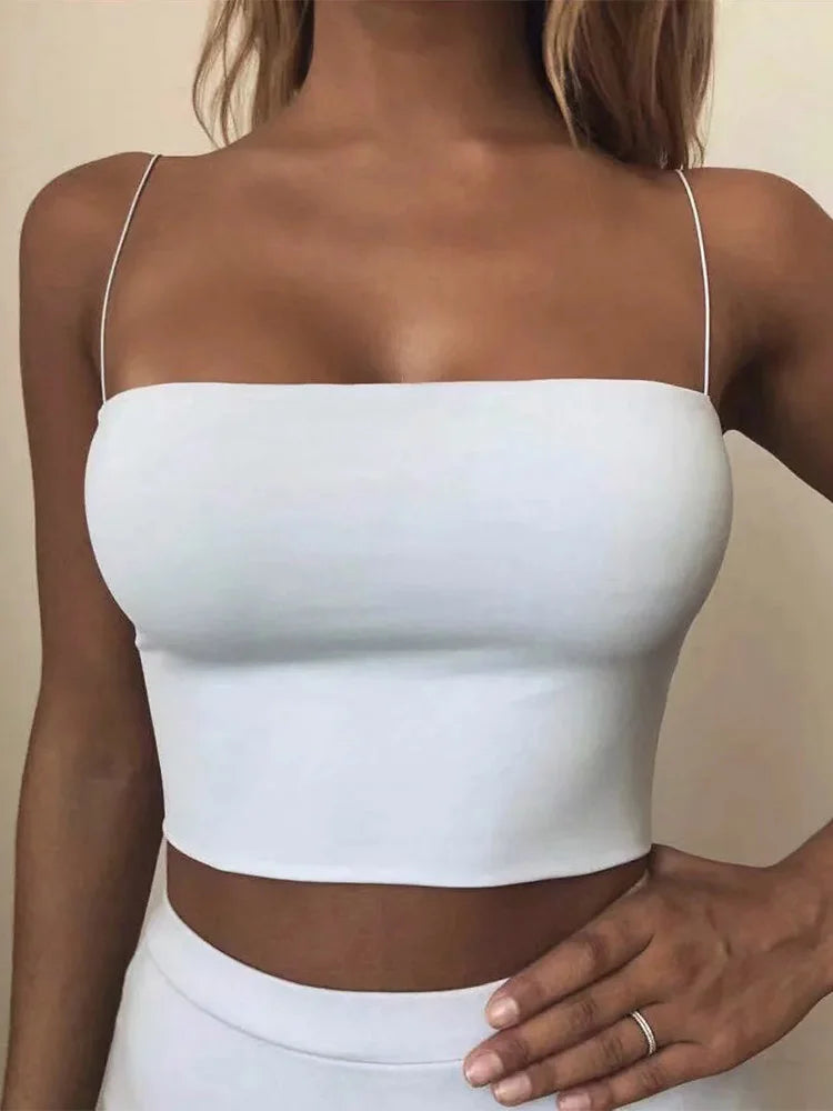 2022 Summer Women's Crop Top Sexy Elastic Cotton Camis sleeveless