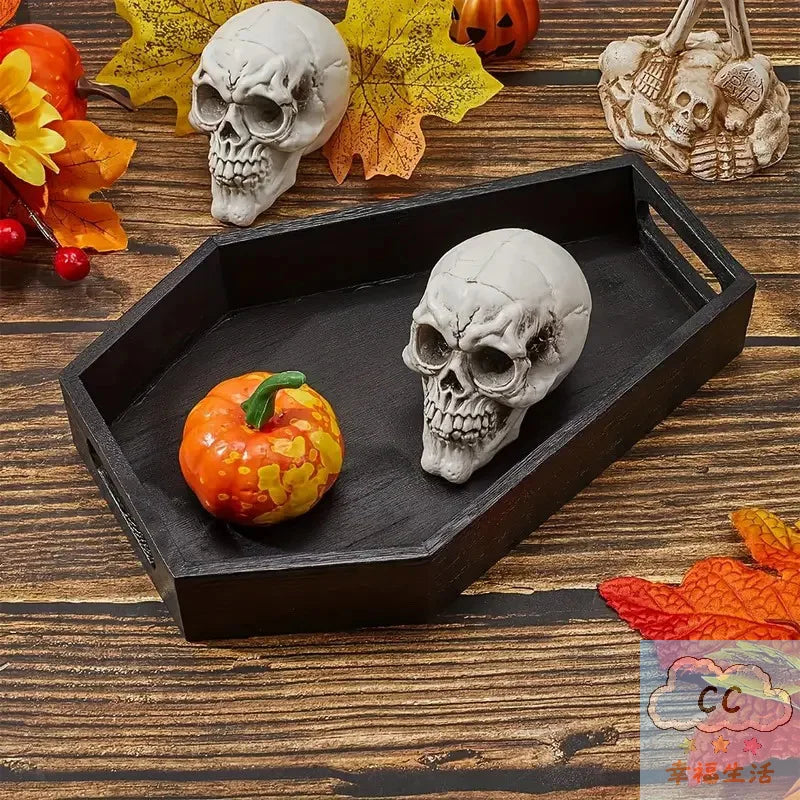 HUA HUA Gothic Coffin-Shaped Wooden Storage Box Black Coffin Makeup