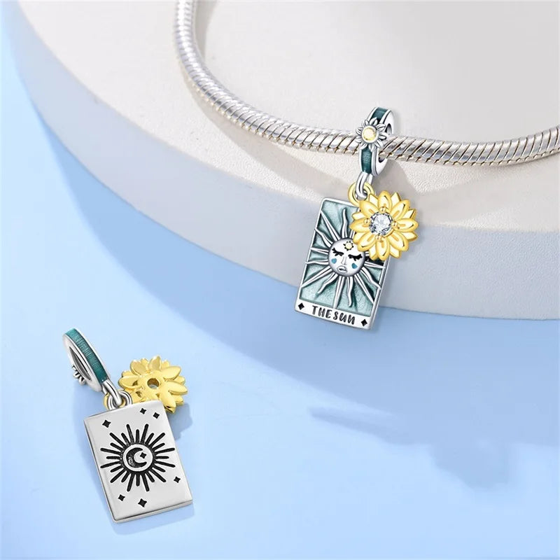 925 Sterling Silver Classic Sun Moon Stars Magic Tarot Charms Pendants