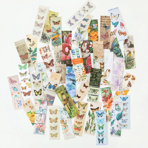 Yoofun 50sheets Vintage Washi Paper Sticker Book butterflies Natural