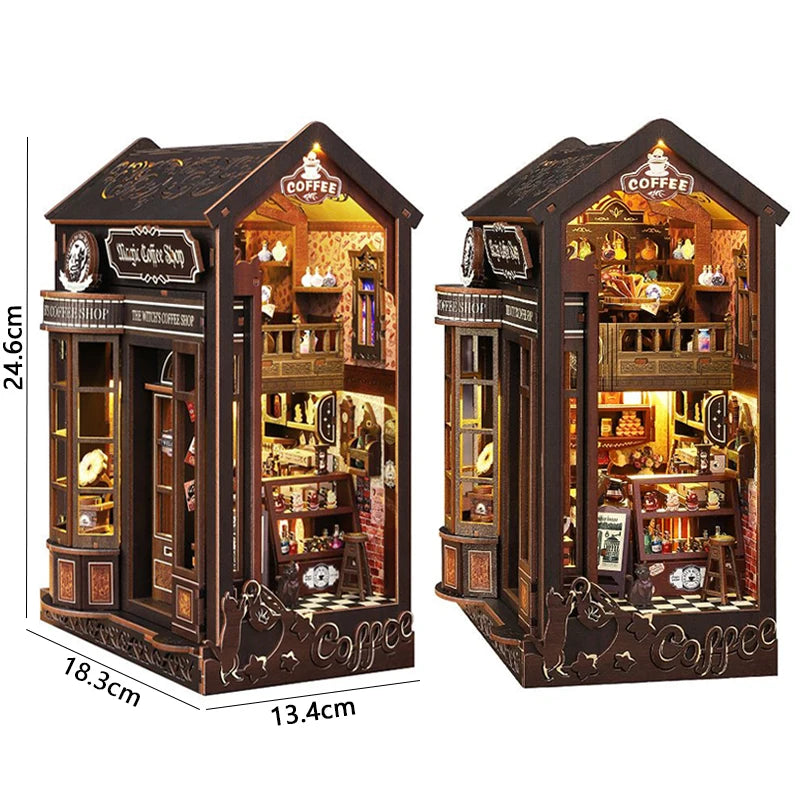 DIY Book Nook Kit Mini 3D Wooden Bookshelf Set Doll House Bookshelf