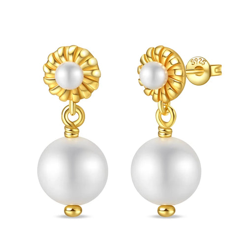 Classic Earrings 925 Silver Stars Moons Pearls Bees Golden Hoop