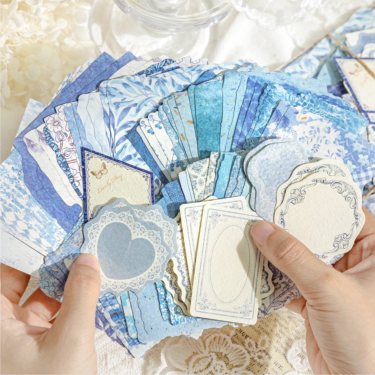 JIANQI 100pcs Vintage Decor Scrapbooking Materials Paper Combo Kit DIY