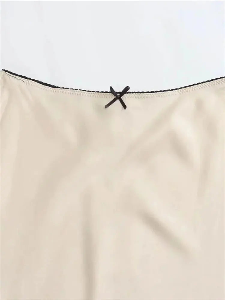 Mooyufon Women Fashion 2024 Spring New Satin Texture Bow Decoration