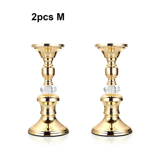 Gold Metal Pillar Candlestick Holders Vintage Pillar Candle Holders