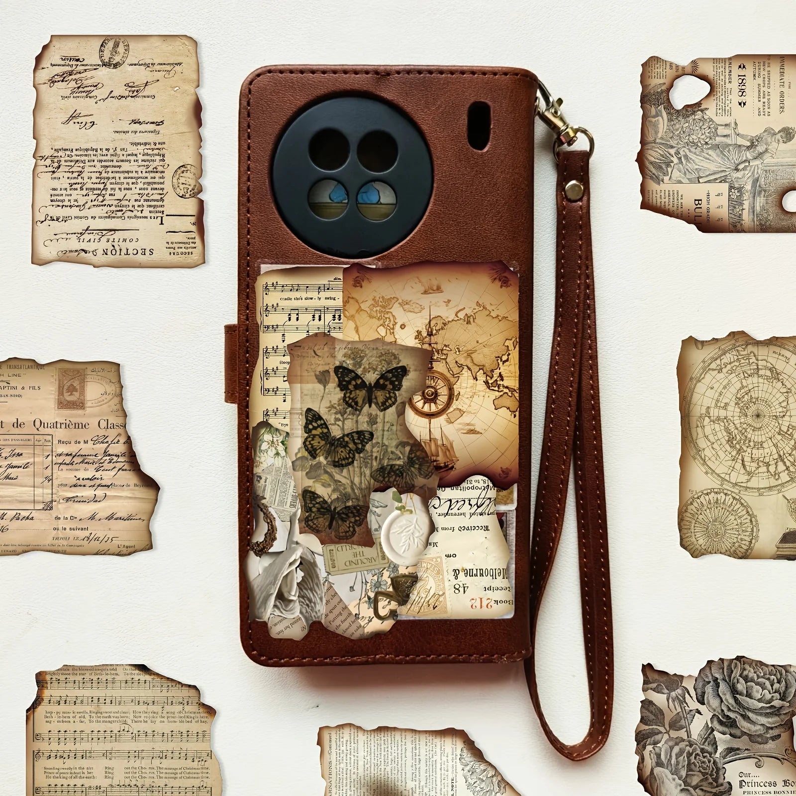 50 Pieces Vintage Burnt Edge Stickers for Crafts and Home Decor Historical Themed Creative Decorative Sticker Set