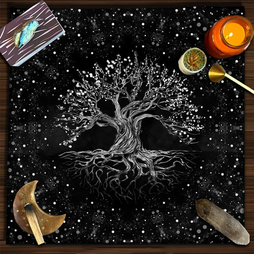 Tree Of Life Tarot Card Tablecloth Moon Phase Plants Table Cloth For
