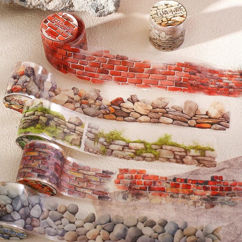 Stone Wall Path Series Vintage Wall Texture Material 40mm By 200cm PET DIY Decor For Diaries Photo Frames