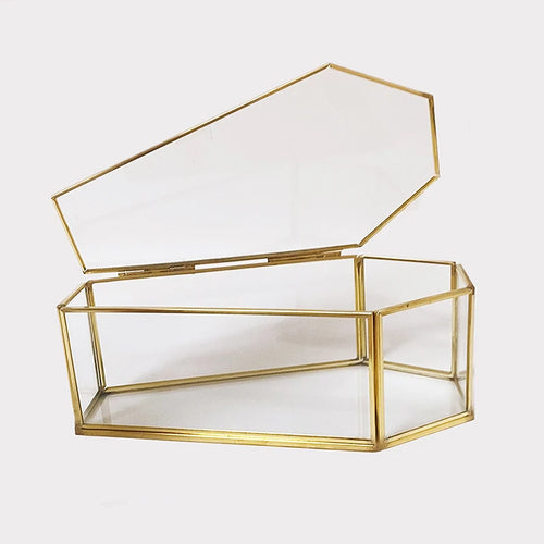 〔CC55〕Gothic Coffin Glass Jewelry Box Vintage Display Case Halloween