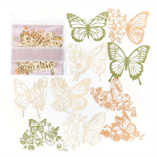 10 Pcs Vintage Lace Hollow Material Paper Butterflies for Craft Projects DIY Scrapbooking