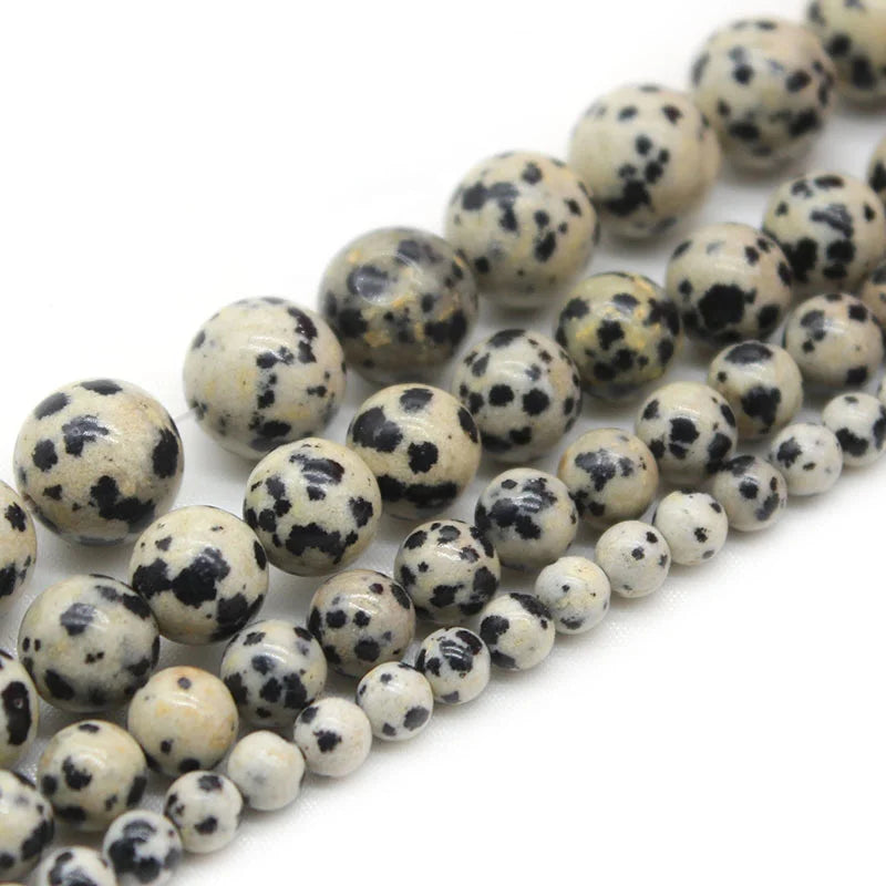 Natural Stone Dalmation Jasper Round Loose Bead 15" Strand 6 8 10 MM