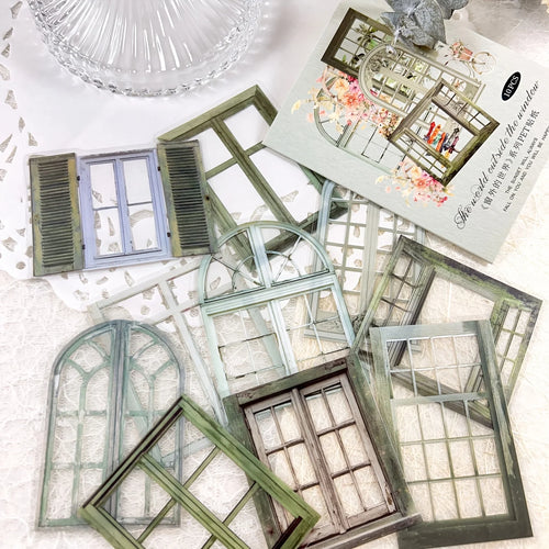 JIANQI 11 Pcs/Pack Retro Gate Stickers Decorative Scrapbooking Collage