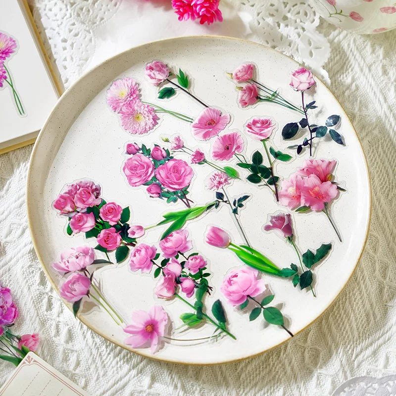 40 Pcs Green Leaf Decorative PET Stickers Set For Scrapbooking Plant Collection Nature Theme