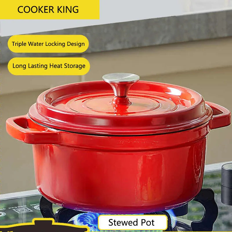 Cooker King Cast Iron Enamel Nonstick Pot For Stew And Soup Eco Friendly Induction And Gas Compatible Mystic Home Cooks