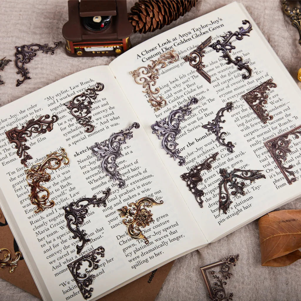 24 Piece Pack Vintage Corner Stickers Retro Hollowed Out Photo Frames For Photos And Crafts