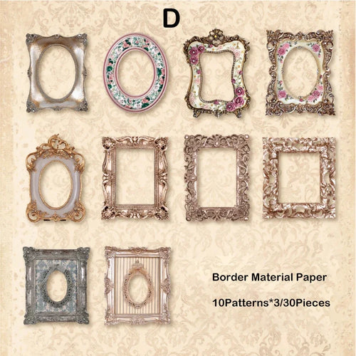 Journamm 30pcs/pack Vintage Cutout Frame Decor Paper Junk Journal DIY