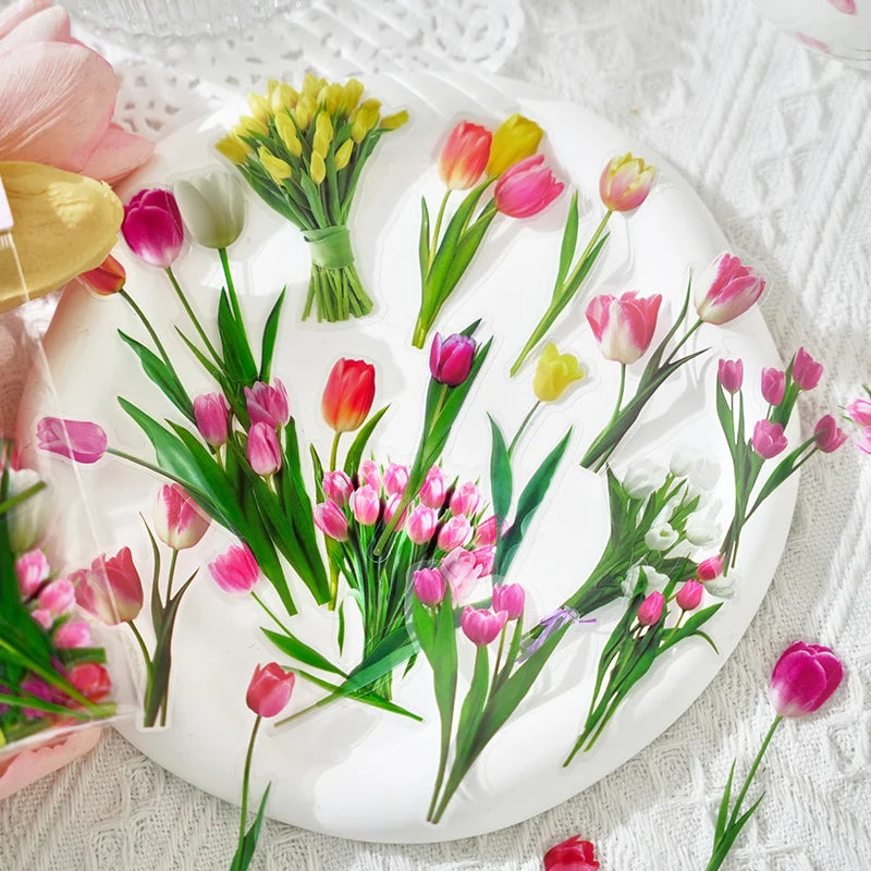 40 Pcs Green Leaf Decorative PET Stickers Set For Scrapbooking Plant Collection Nature Theme