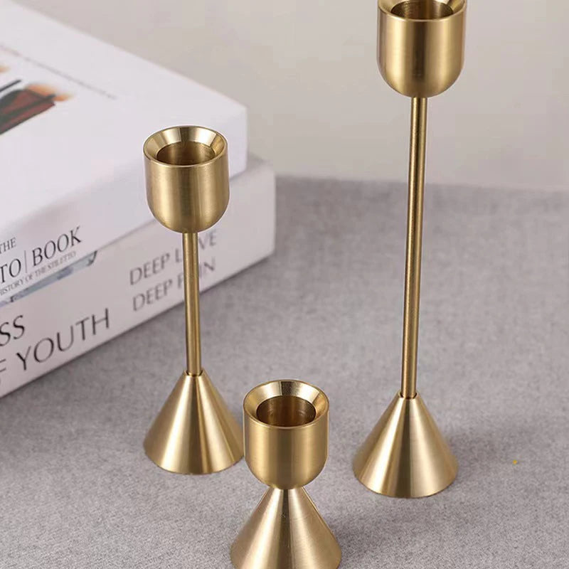 Luxury Golden Color Metal Candle Holders Candlestick Wedding Table