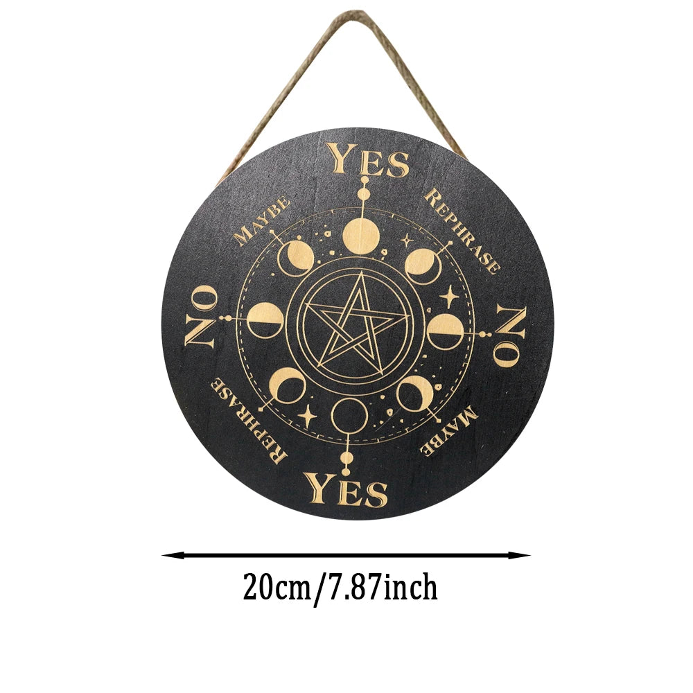 Wood Pendulum Board Dowsing Divination Moon Phase Star Witchcraft