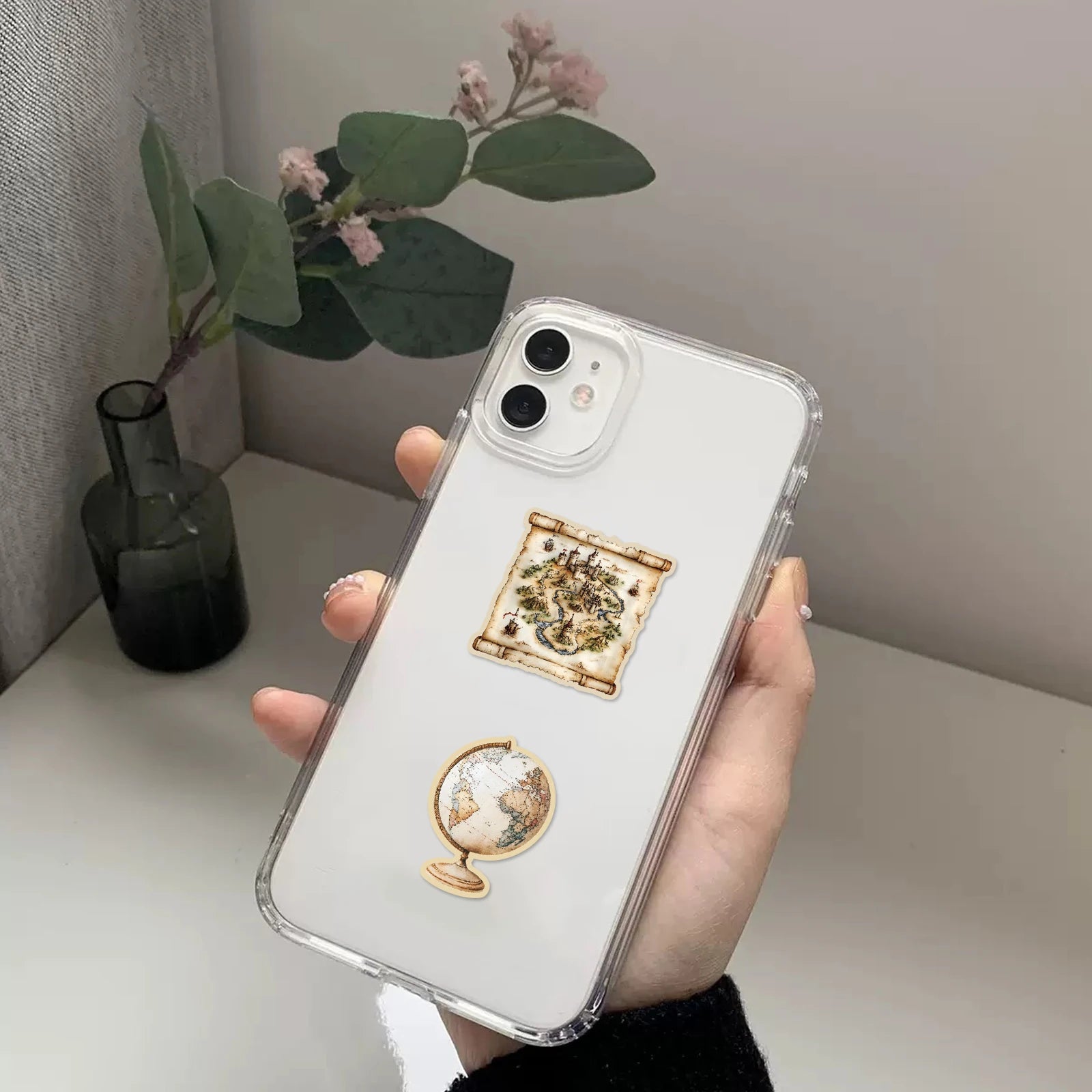 World Map Travel Stickers 50Pcs Vintage Gothic Graffiti Decor For Junk Journals Crafters